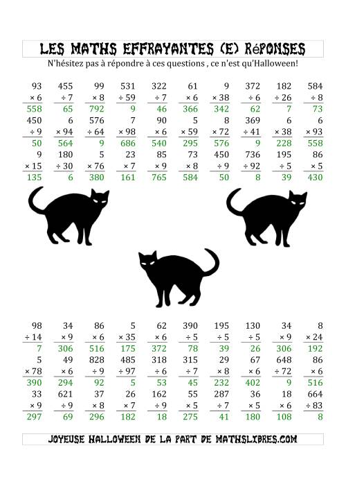 Les Maths Effrayantes (Multiplication & Division à Un, Deux ou Trois Chiffres) (E) page 2
