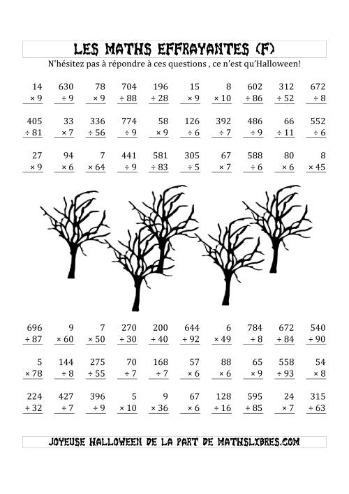 Les Maths Effrayantes (Multiplication & Division à Un, Deux ou Trois Chiffres) (F)