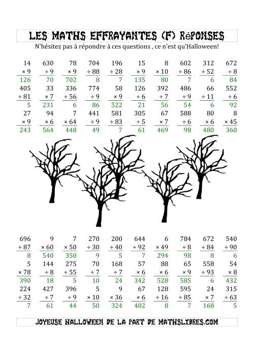 Les Maths Effrayantes (Multiplication & Division à Un, Deux ou Trois Chiffres) (F) page 2