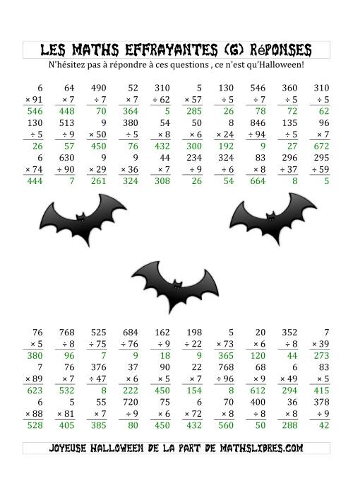 Les Maths Effrayantes (Multiplication & Division à Un, Deux ou Trois Chiffres) (G) page 2