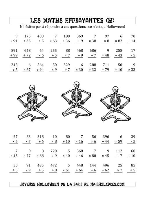 Les Maths Effrayantes (Multiplication & Division à Un, Deux ou Trois Chiffres) (H)
