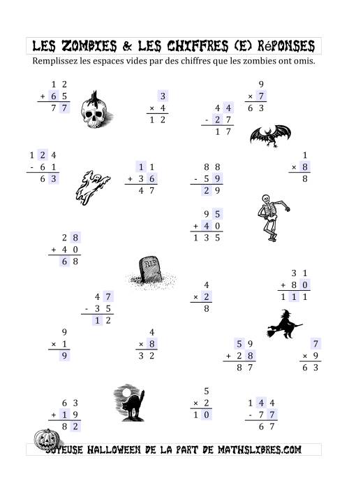 Remplir l'Espace Vide par des nombres omis par des Zombies (E) page 2