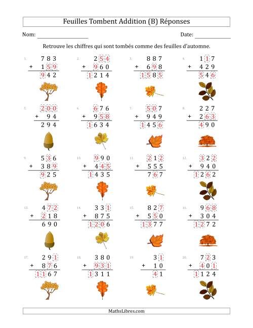 C'est l'automne, les chiffres sont tombés, Addition (Version Plus Facile) (B) page 2