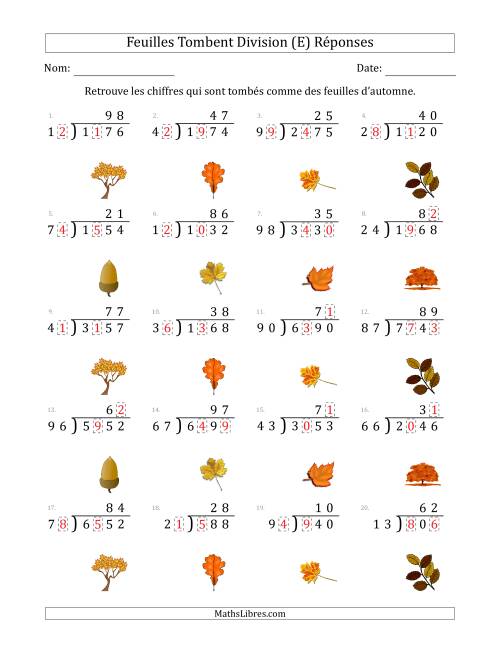 C'est l'automne, les chiffres sont tombés, Division (Version Plus Difficile) (E) page 2