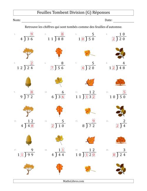 C'est l'automne, les chiffres sont tombés, Division (Version Plus Facile) (G) page 2