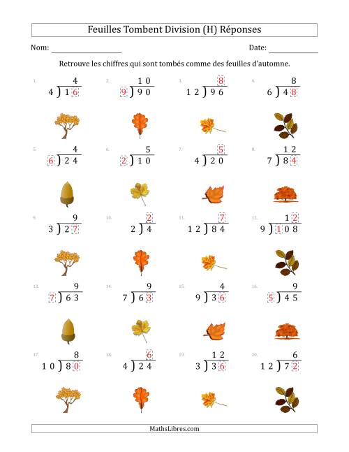 C'est l'automne, les chiffres sont tombés, Division (Version Plus Facile) (H) page 2
