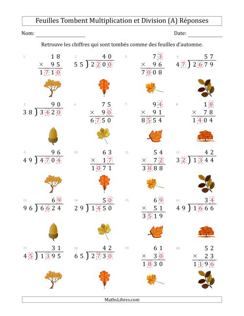 C'est l'automne, les chiffres sont tombés, Multiplication et Division (Version Plus Difficile) (Tout) page 2