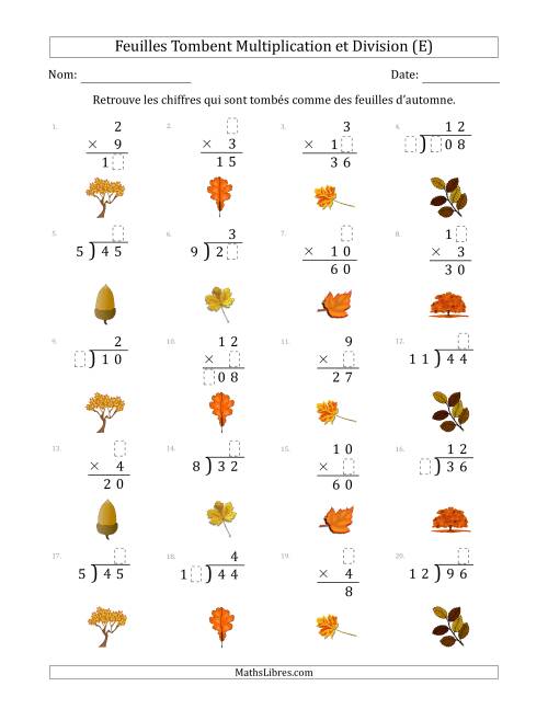 C'est l'automne, les chiffres sont tombés, Multiplication et Division (Version Plus Facile) (E)