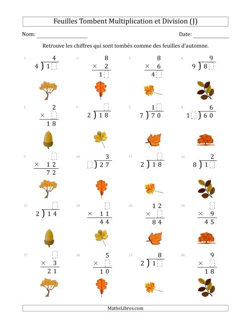C'est l'automne, les chiffres sont tombés, Multiplication et Division (Version Plus Facile) (J)