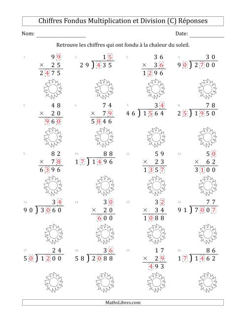 C'est l'été, les chiffres ont fondu, Multiplication et Division (Versión Plus Difficile) (C) page 2