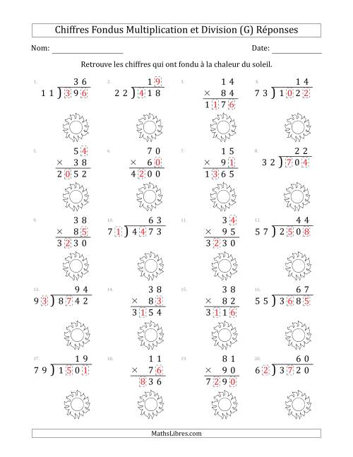 C'est l'été, les chiffres ont fondu, Multiplication et Division (Versión Plus Difficile) (G) page 2
