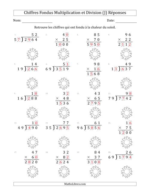 C'est l'été, les chiffres ont fondu, Multiplication et Division (Versión Plus Difficile) (J) page 2