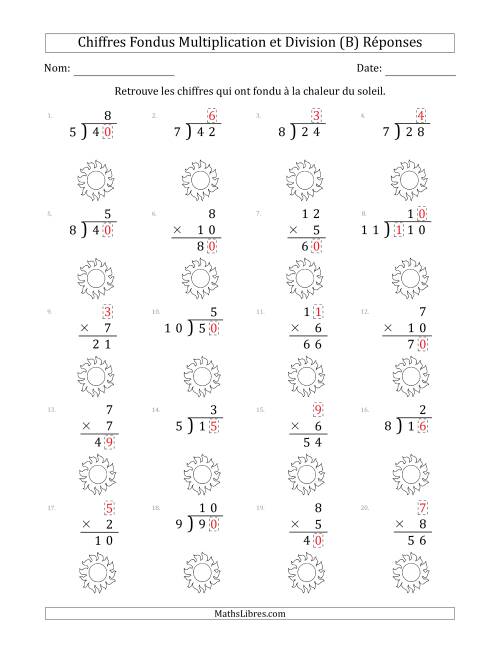 C'est l'été, les chiffres ont fondu, Multiplication et Division (Versión Plus Facile) (B) page 2