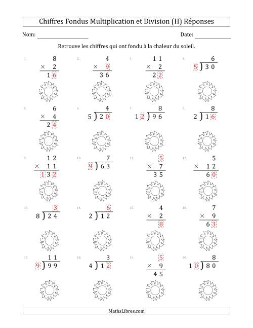 C'est l'été, les chiffres ont fondu, Multiplication et Division (Versión Plus Facile) (H) page 2