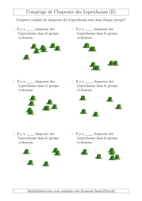 Comptage Jusqu'à 10 Chapeaux des Leprechauns Arrangés en Forme Dispersée (E)
