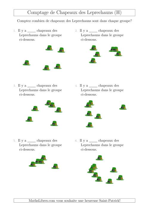 Comptage Jusqu'à 10 Chapeaux des Leprechauns Arrangés en Forme Dispersée (H)