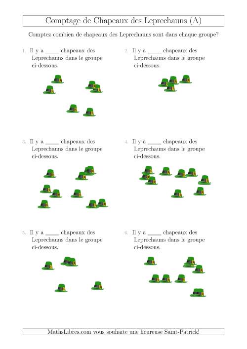 Comptage Jusqu'à 10 Chapeaux des Leprechauns Arrangés en Forme Dispersée (Tout)
