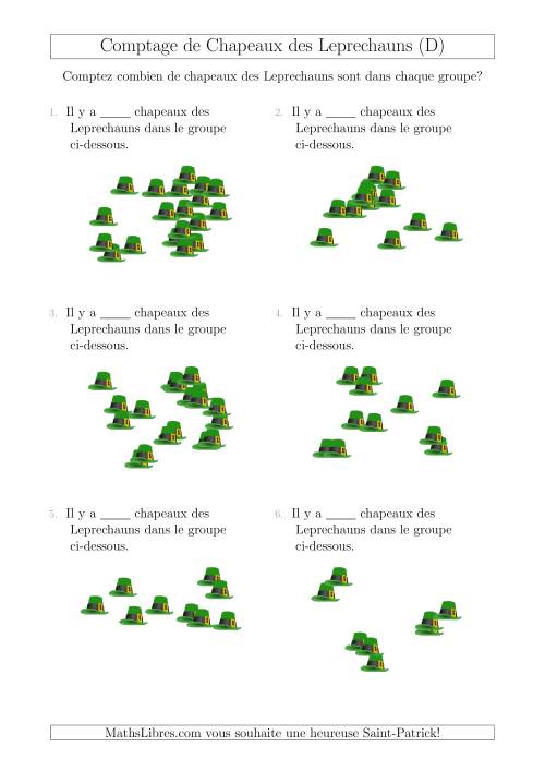 Comptage Jusqu'à 20 Chapeaux des Leprechauns Arrangés en Forme Dispersée (D)