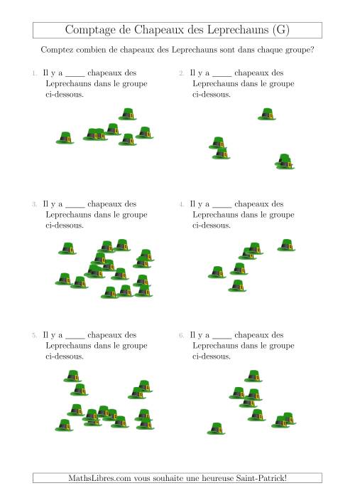 Comptage Jusqu'à 20 Chapeaux des Leprechauns Arrangés en Forme Dispersée (G)
