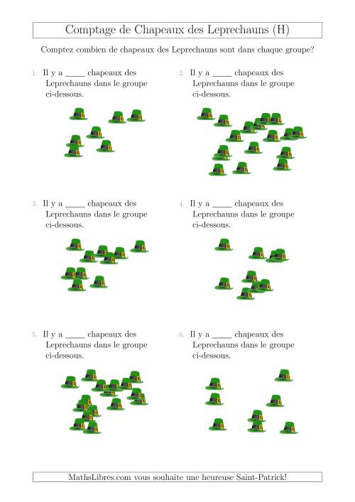 Comptage Jusqu'à 20 Chapeaux des Leprechauns Arrangés en Forme Dispersée (H)