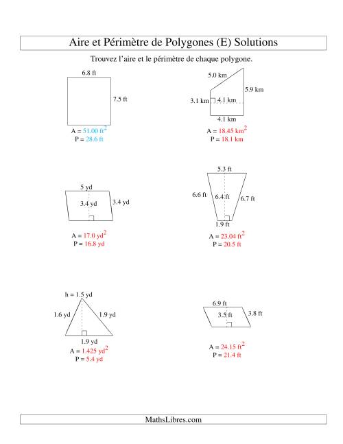 Aire et périmètre de formes variées (jusqu'à 1 décimale; variation 1-9) (E) page 2