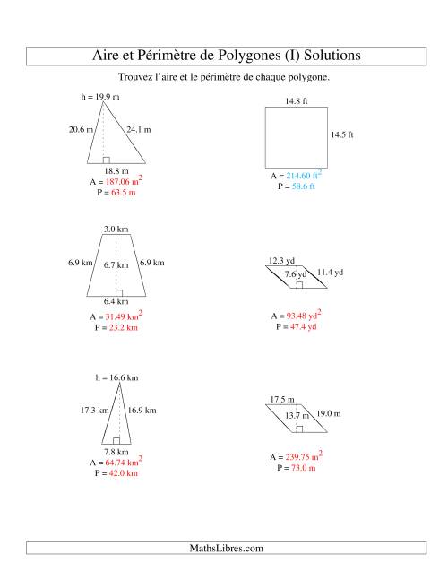 Aire et périmètre de formes variées (jusqu'à 1 décimale; variation 5-20) (I) page 2