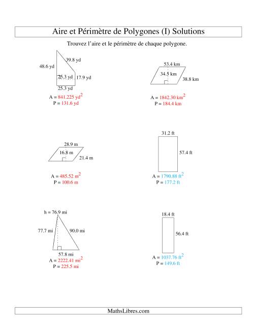 Aire et périmètre de formes variées (jusqu'à 1 décimale; variation 10-99) (I) page 2