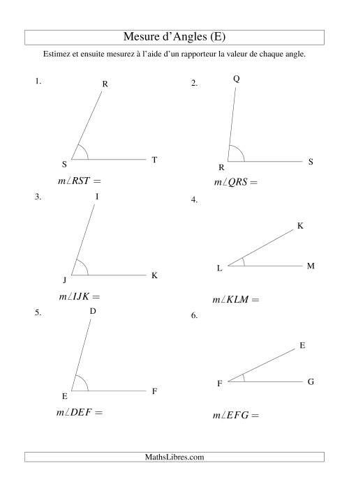Mesure d'angles entre 0° et 90° (E)