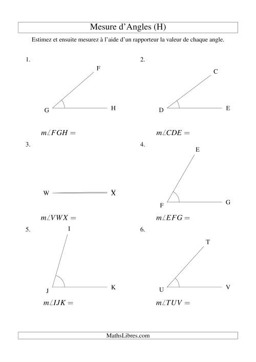 Mesure d'angles entre 0° et 90° (H)