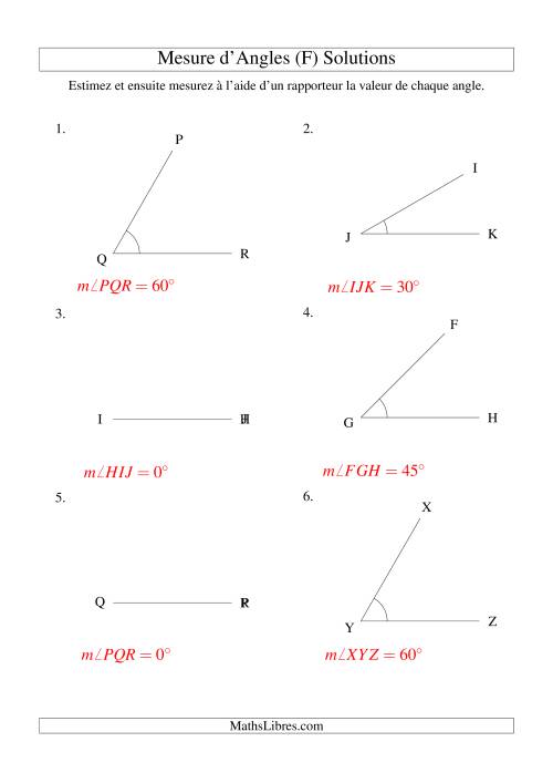 Mesure d'angles entre 0° et 90° (intervalles de 15°) (F) page 2