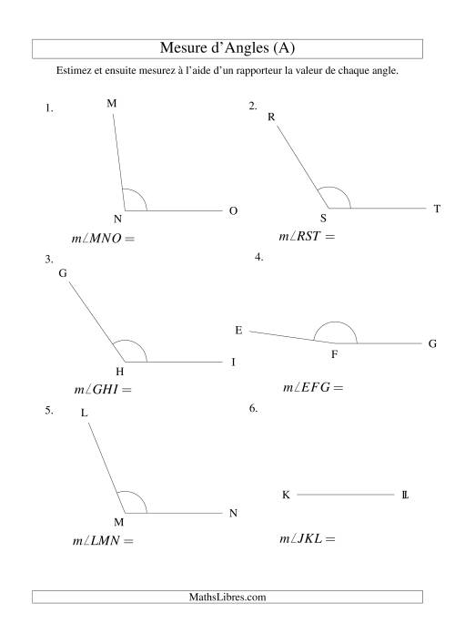 Mesure d'angles entre 0° et 180° (A)