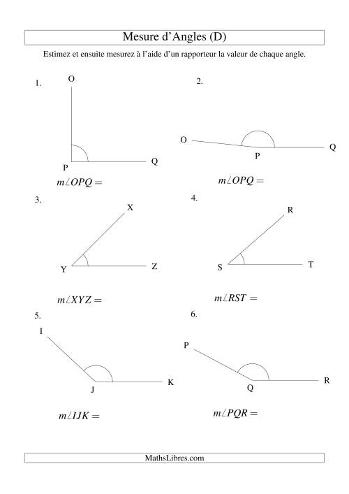 Mesure d'angles entre 0° et 180° (D)
