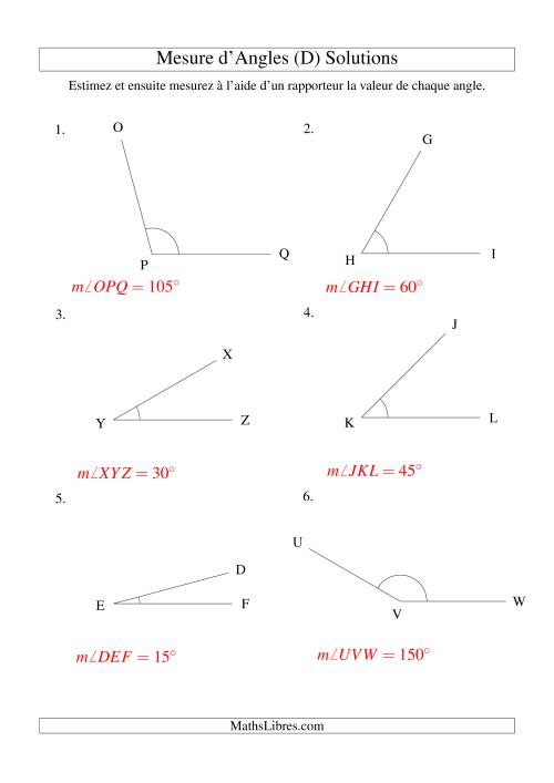 Mesure d'angles entre 0° et 180° (intervalles de 15°) (D) page 2