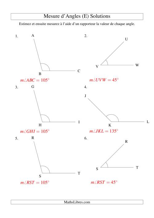 Mesure d'angles entre 0° et 180° (intervalles de 15°) (E) page 2