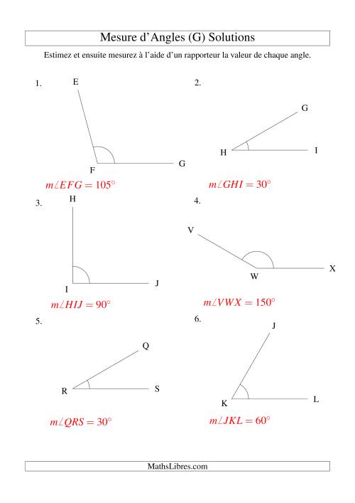 Mesure d'angles entre 0° et 180° (intervalles de 15°) (G) page 2