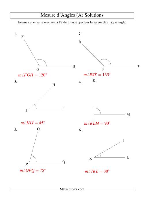 Mesure d'angles entre 0° et 180° (intervalles de 15°) (Tout) page 2