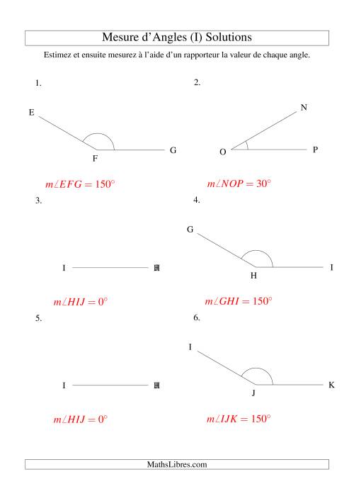 Mesure d'angles entre 0° et 180° (intervalles de 30°) (I) page 2