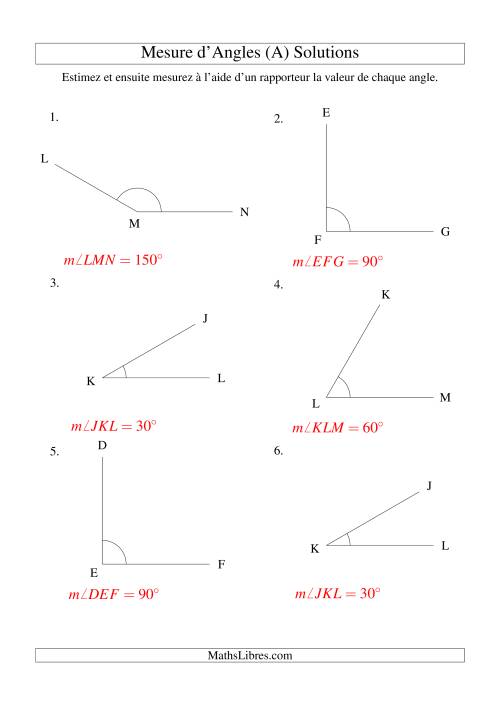 Mesure d'angles entre 0° et 180° (intervalles de 30°) (Tout) page 2