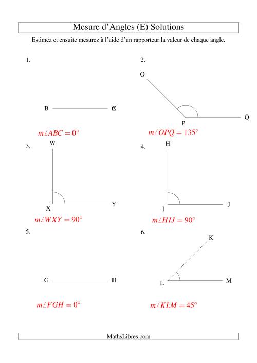 Mesure d'angles entre 0° et 180° (intervalles de 45°) (E) page 2