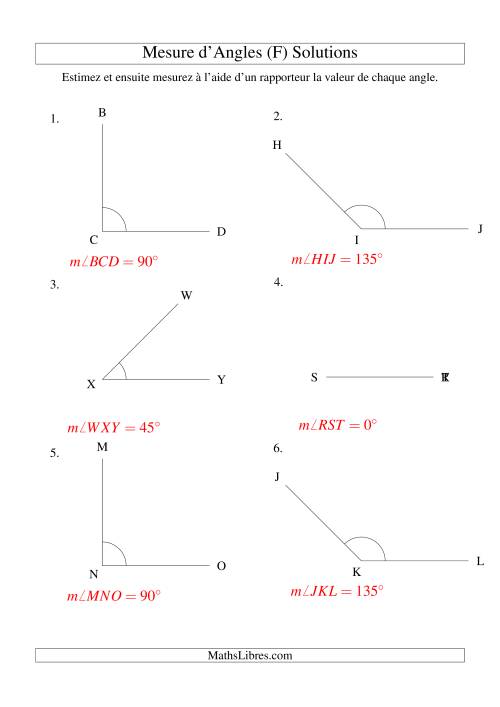 Mesure d'angles entre 0° et 180° (intervalles de 45°) (F) page 2