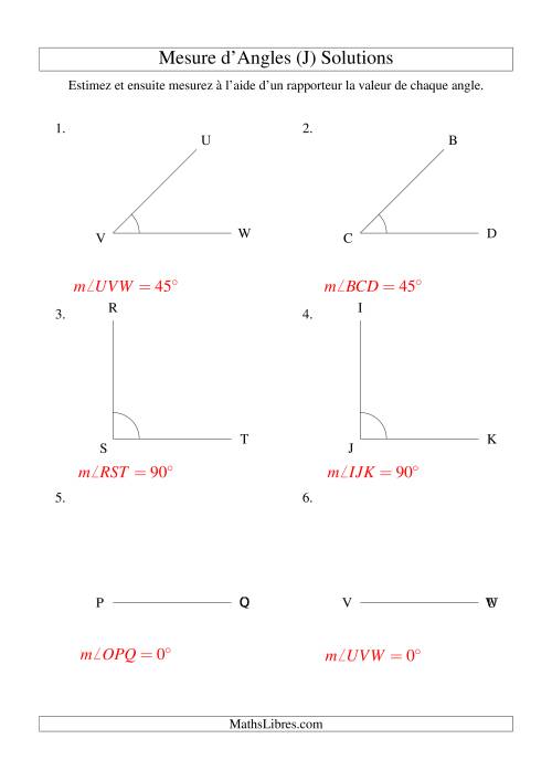 Mesure d'angles entre 0° et 180° (intervalles de 45°) (J) page 2