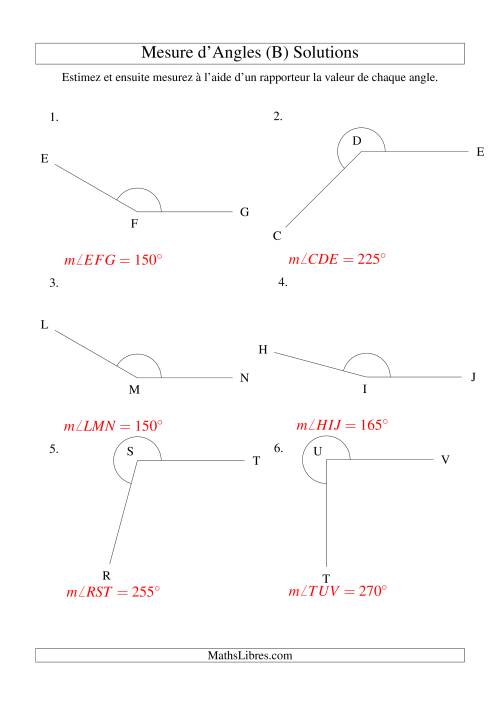 Mesure d'angles entre 0° et 360° (intervalles de 15°) (B) page 2