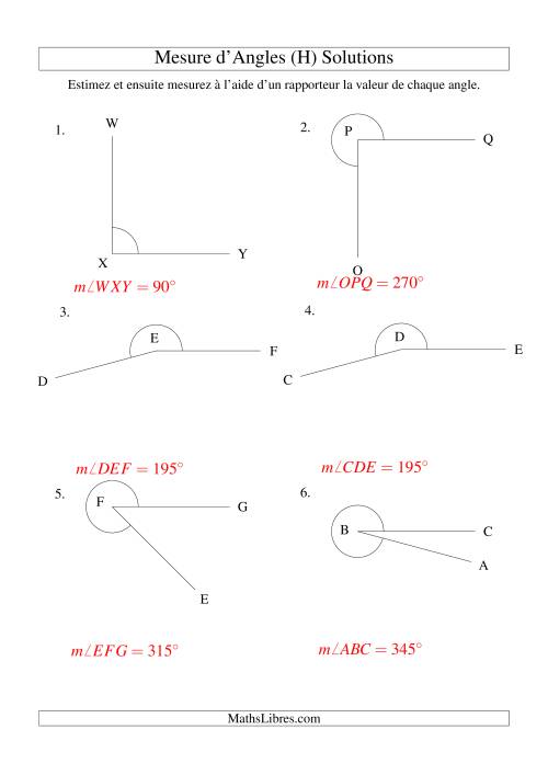 Mesure d'angles entre 0° et 360° (intervalles de 15°) (H) page 2