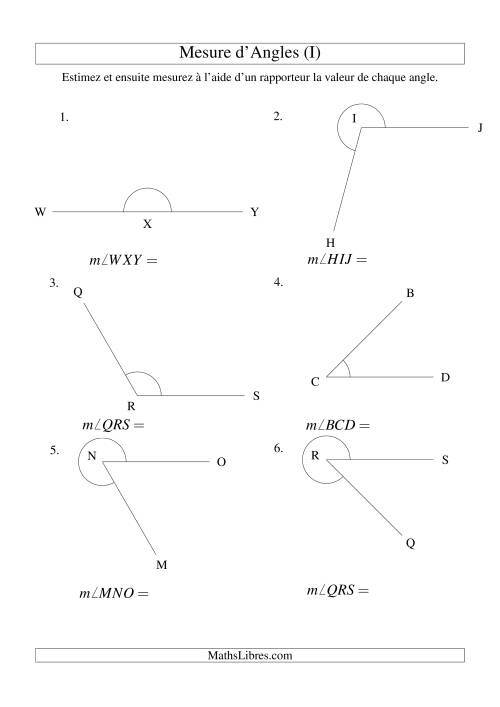 Mesure d'angles entre 0° et 360° (intervalles de 15°) (I)