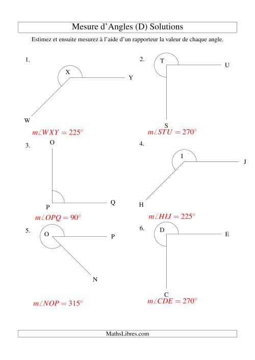 Mesure d'angles entre 0° et 360° (intervalles de 45°) (D) page 2