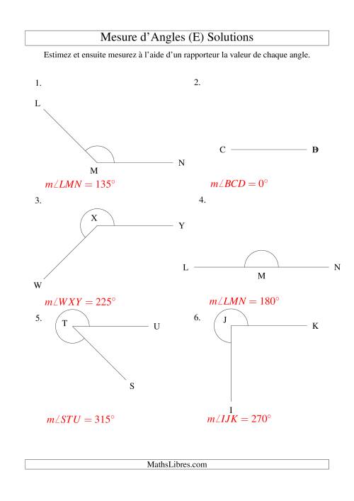 Mesure d'angles entre 0° et 360° (intervalles de 45°) (E) page 2