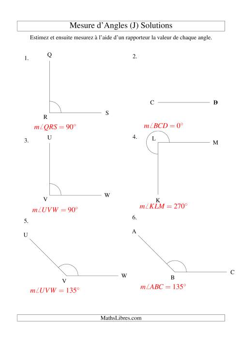 Mesure d'angles entre 0° et 360° (intervalles de 45°) (J) page 2