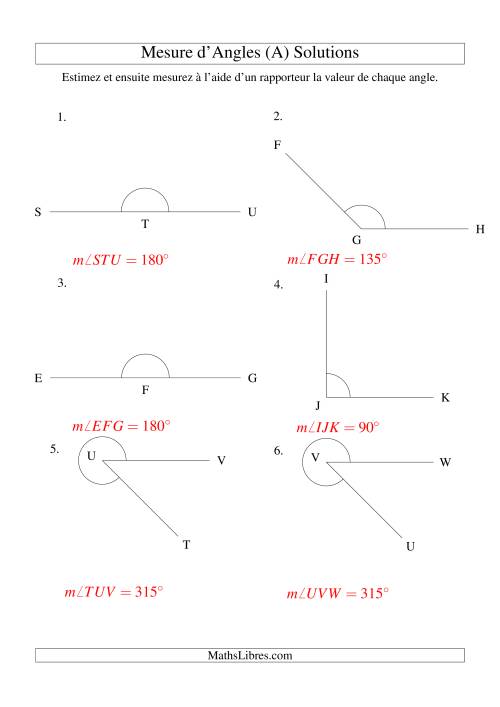 Mesure d'angles entre 0° et 360° (intervalles de 45°) (Tout) page 2