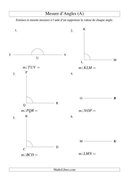 Mesure d'angles entre 0° et 360° (intervalles de 90°) (A)