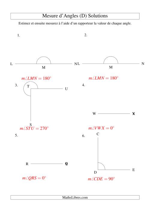 Mesure d'angles entre 0° et 360° (intervalles de 90°) (D) page 2